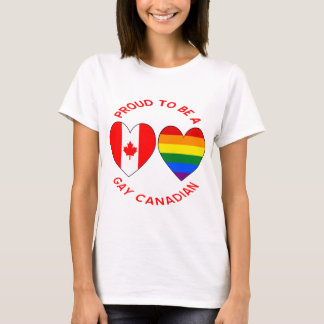 Proud to be a Gay Canadian Hearts USA Canada Flags T-Shirt
