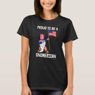 Proud To Be A Gnomerican  Women America Flag Love T-Shirt