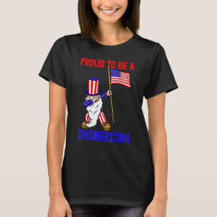 Proud To Be A Gnomerican Women America Flag Love T-Shirt