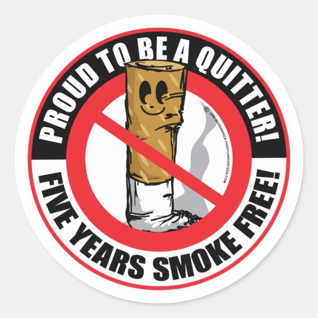 Proud To Be A Quitter 5 Years Classic Round Sticker (Front)