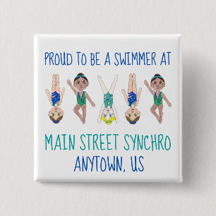 Proud to be a Swimmer Synchronized Swimming Team 2 Inch Square Button