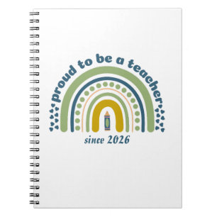 Proud To Be a Teacher Retro Blue Green Notebook