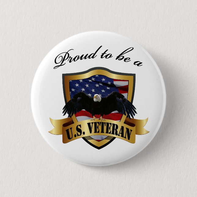 Proud to be a U.S. Veteran 2 Inch Round Button (Front)