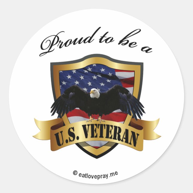 Proud to be a U.S. Veteran Classic Round Sticker (Front)