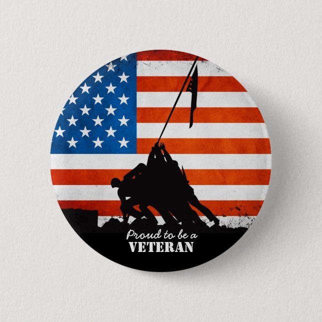 Proud to be a Veteran 2 Inch Round Button (Front)