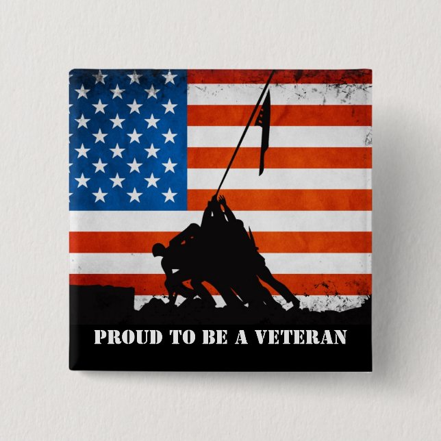 Proud to be a Veteran 2 Inch Square Button (Front)