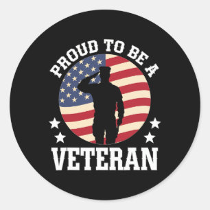 Proud To Be A Veteran Usa Soldiers Military Patrio Classic Round Sticker