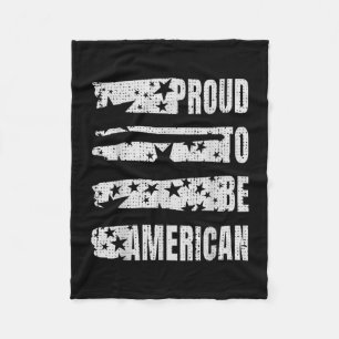Proud to be american flag independence day 4th fleece blanket