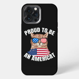 Proud To Be Americat Cat USA Flag Happy Fourth 4th iPhone 13 Pro Max Case