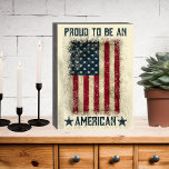 Proud To Be An American Rustic Flag  Wooden Box Sign<br><div class="desc">This vintage design with rustic American flag is the perfect gift for any patriot.</div>