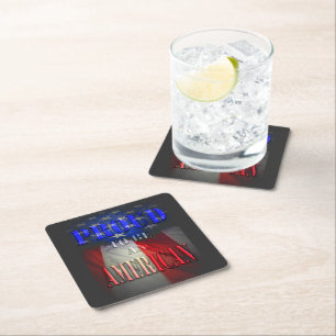 Proud to be an American Square Paper Coaster