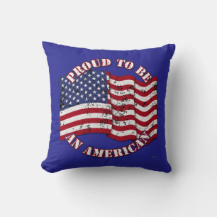 Proud To Be An American With USA Flag distressed Throw Pillow