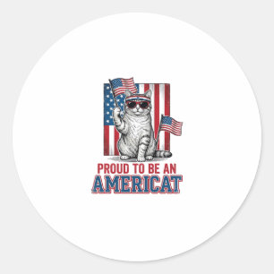 Proud To Be An Americat Patriotic Cat Shirt_1 Classic Round Sticker