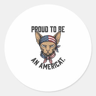 Proud To Be An Americat Patriotic Cat Shirt_1 Classic Round Sticker