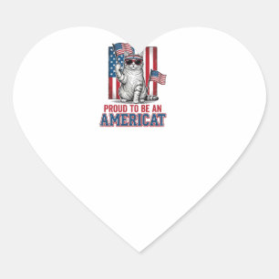 Proud To Be An Americat Patriotic Cat Shirt_1 Heart Sticker