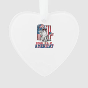 Proud To Be An Americat Patriotic Cat Shirt_1 Ornament