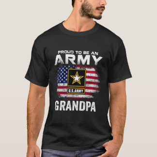 Proud To Be An Army Grandpa With American Flag Gif T-Shirt