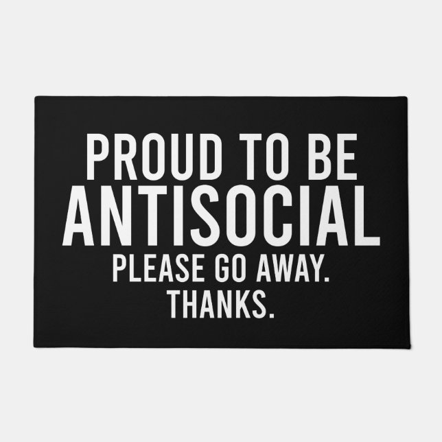 Proud To Be Antisocial Funny Introvert Doormat (Front)