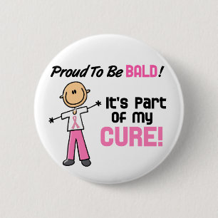 Proud To Be Bald Breast Cancer Stick Figure 2 Inch Round Button