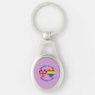 Proud to be British and Gay Hearts UK USA Flags Keychain