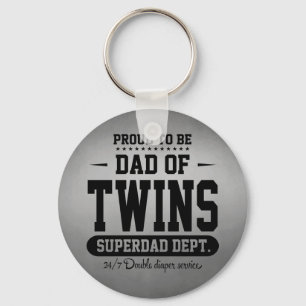 Proud To Be Dad Of Twins Superdad Dept. Keychain