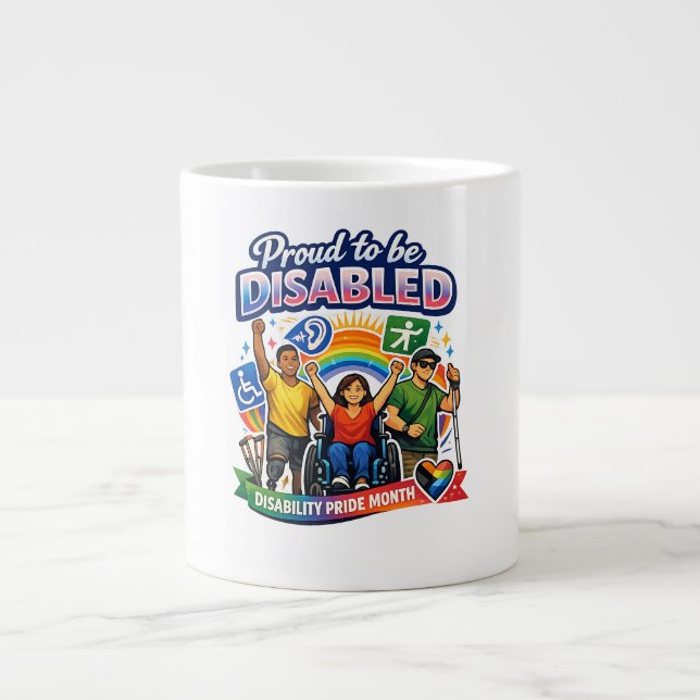 Proud to Be Disabled Large Coffee Mug (Front)