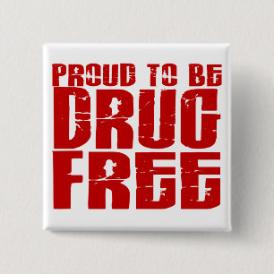 Proud To Be Drug Free 2 Inch Square Button