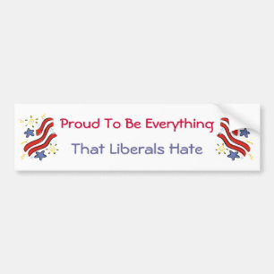 Proud To Be Everything Liberals Hate Bumper Sticke Sticker