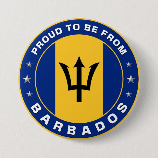 Proud To Be From Barbados 3 Inch Round Button (Front)