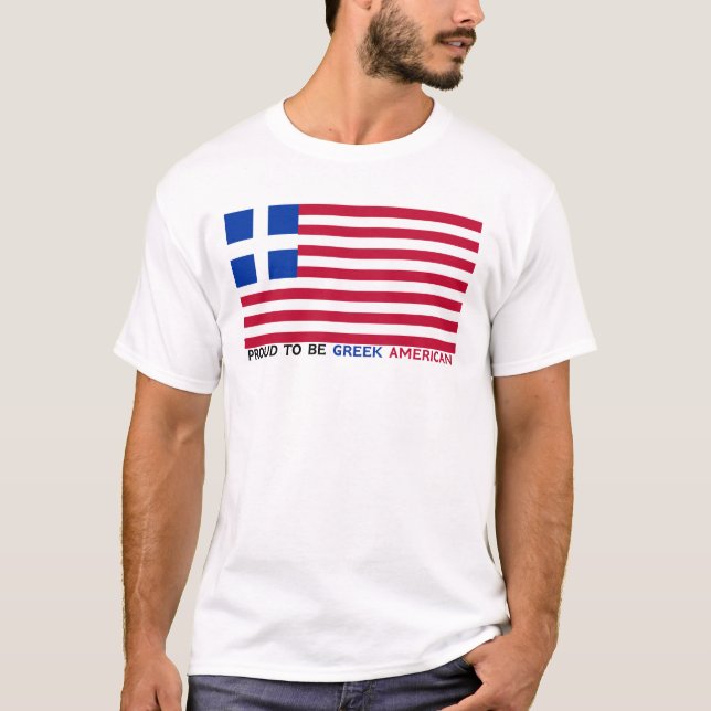 PROUD TO BE GREEK AMERICAN!- "With Text" T-Shirt (Front)