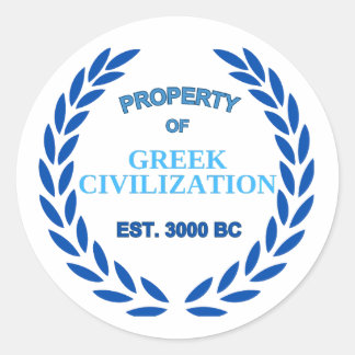 Proud to be Greek -Property of Greek Civilization Classic Round Sticker