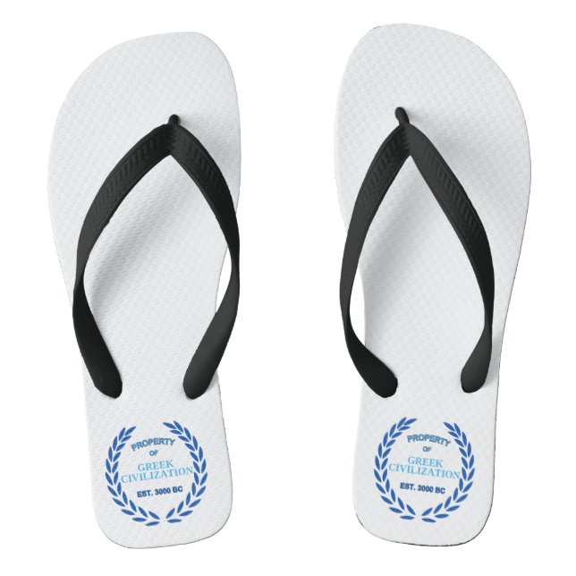 Proud to be Greek -Property of Greek Civilization Flip Flops (Footbed)