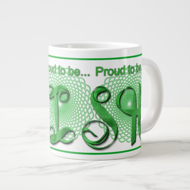 "Proud to be Irish" Ribbon Holiday Typography Large Coffee Mug (Front Right)