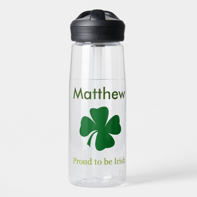 Proud to be Irish Shamrock Water Bottle (Front)