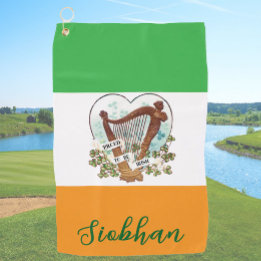 Proud To Be Irish Vintage Harp and Shamrock Custom Golf Towel