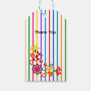 Proud to Be Latino Baby shower   Floral & stripe Gift Tags