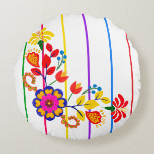 Proud to Be Latino Baby shower Floral & stripe Round Pillow