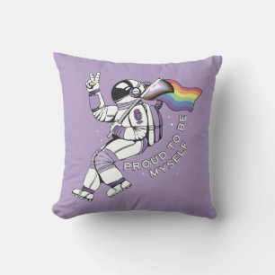 Proud To Be Myself LGBTQ Astronaut  Throw Pillow
