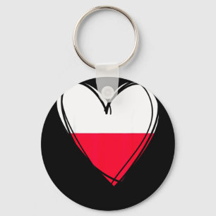 Proud to be polish love warsaw poland flag heart keychain