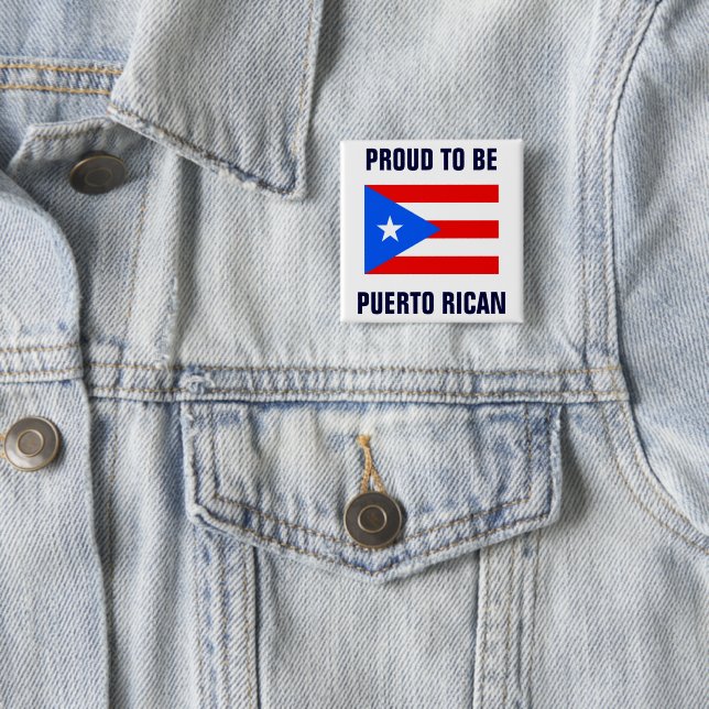 Proud to Be Puerto Rican 2 Inch Square Button (In Situ)
