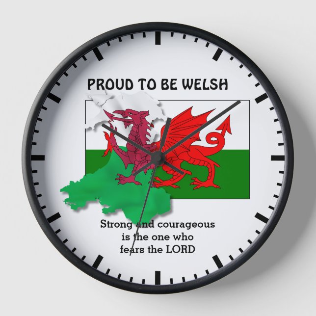 PROUD TO BE WELSH Flag of Wales Clock (Front)