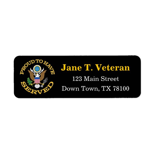 Proud To Have Served Address Labels (Front)
