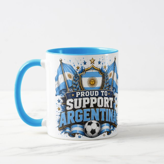 PROUD TO SUPPORT ARGENTINA Soccer Design Mug (Left)