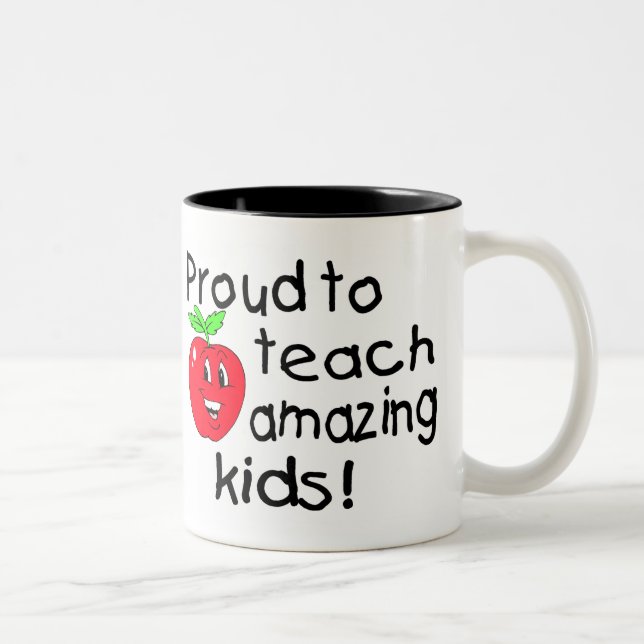Proud To Teach Amazing Kids (Apple) Two-Tone Coffee Mug (Right)