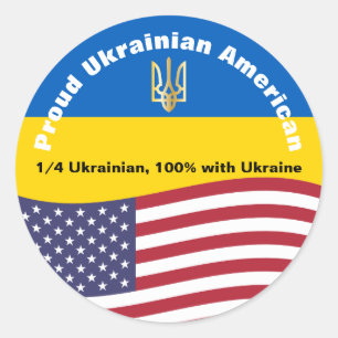 Proud Ukrainian American Stand with Ukraine Classic Round Sticker