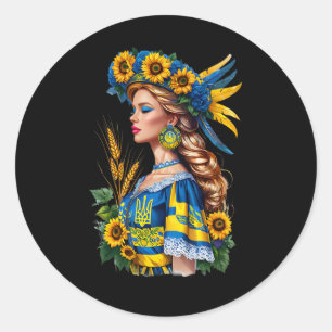 Proud Ukrainian Beauty – Patriotic Ukraine Flag An Classic Round Sticker