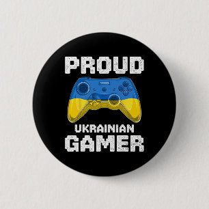 Proud Ukrainian Gamer Ukraine Flag Video Games Pat 2 Inch Round Button