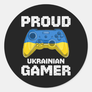 Proud Ukrainian Gamer Ukraine Flag Video Games Pat Classic Round Sticker