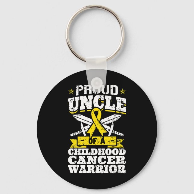 Proud Uncle Of A Childhood Cancer Warrior Awarenes Keychain (Front)