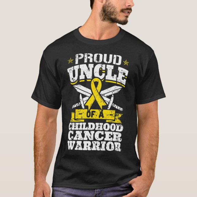 Proud Uncle Of A Childhood Cancer Warrior Awarenes T-Shirt (Front)